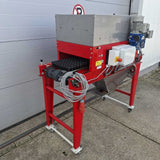 Afstrooiunit geschikt voor het afstrooien van trays, bakken of potten met substraat/bark.