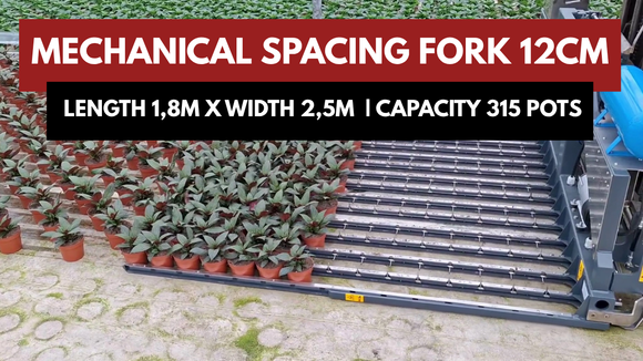 Mechanische Wijderzetvork 13cm | Lengte 1,9 m Breedte 2,1 m | Capaciteit 240 potten